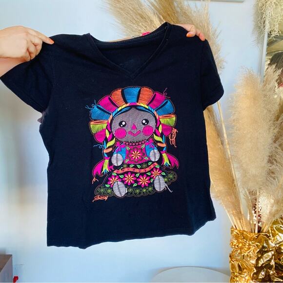 3/$20 VINTAGE Stitched Halloween Fall Autumn Multi Pilgrim Scarecrow Tee Shirt M - Picture 3 of 7